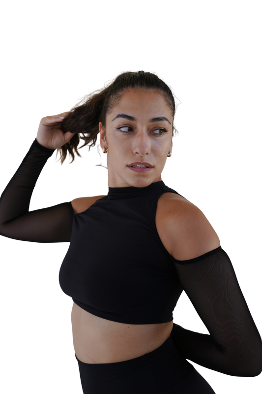 Selene – Cold-Shoulder High-Neck Top